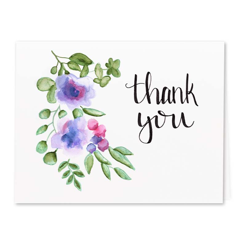 Purple Flower Thank You Cards