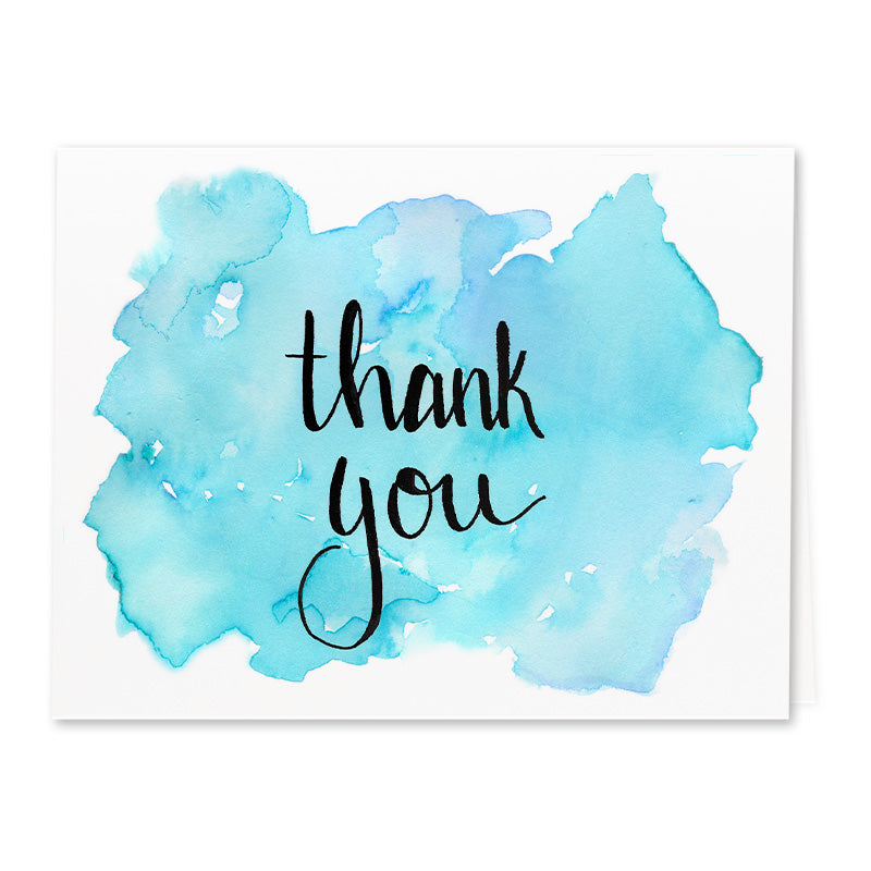 Blue Watercolor Thank You Cards