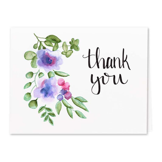 Purple Flower Thank You Cards
