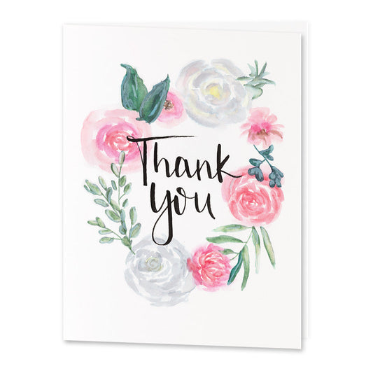 Pink and White Flower Thank You Cards